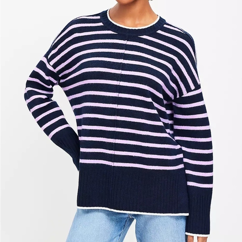 LOFT Navy Lavender Striped Sweater XS – Soft Knit